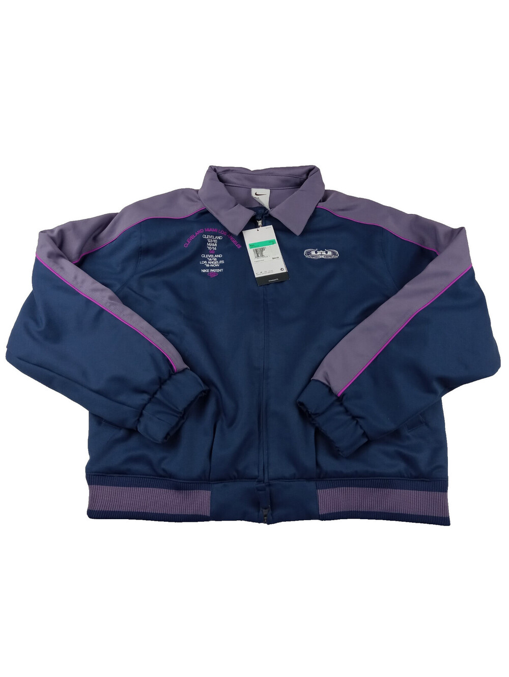 Nike LeBron James Track Jacket Boys XL Blue Purple Dri-FIT Oversize City Graphic